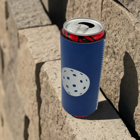 Slim Koozie - Leatherette Pickleball