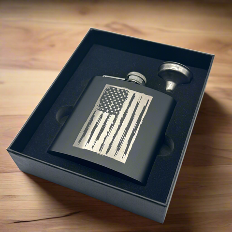 Flask with American Flag In Gift Box
